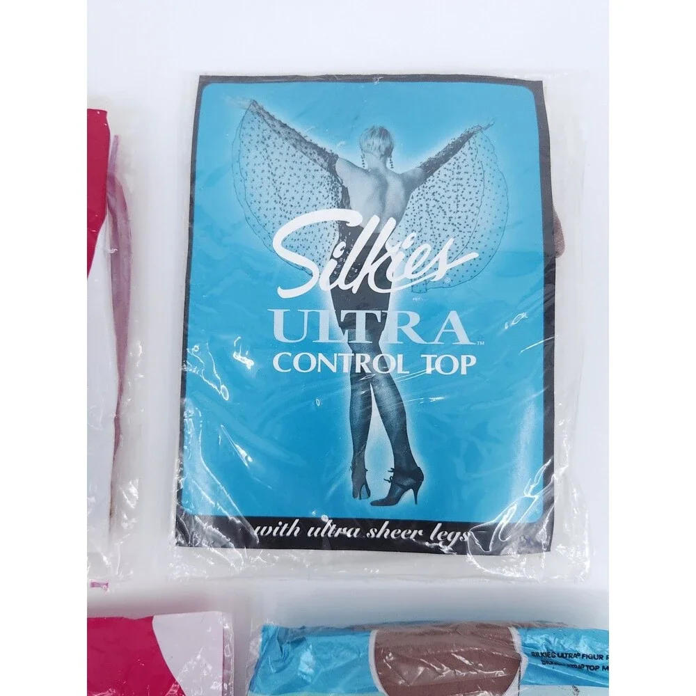 Vtg Silkies Pantyhose Lot 6 of NOS Sealed Ultra Control Top Soft Deadstock